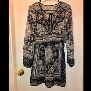 Black and white paisley mini dress